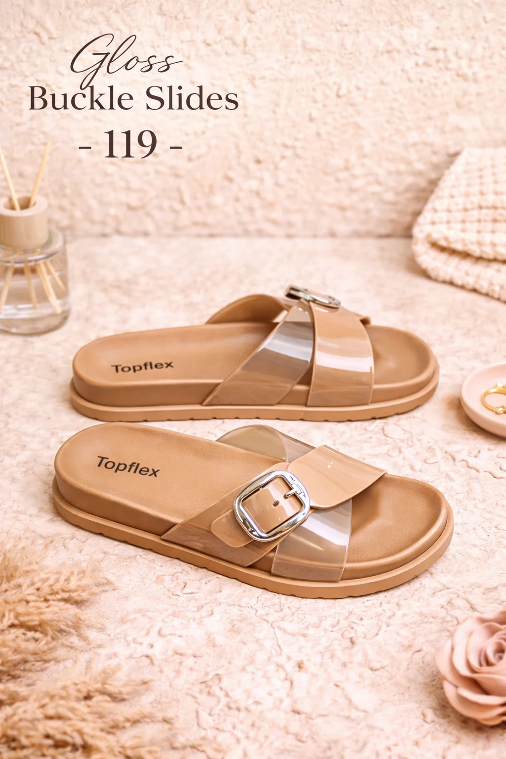 Topflex Gloss Buckle Slides - Image 3